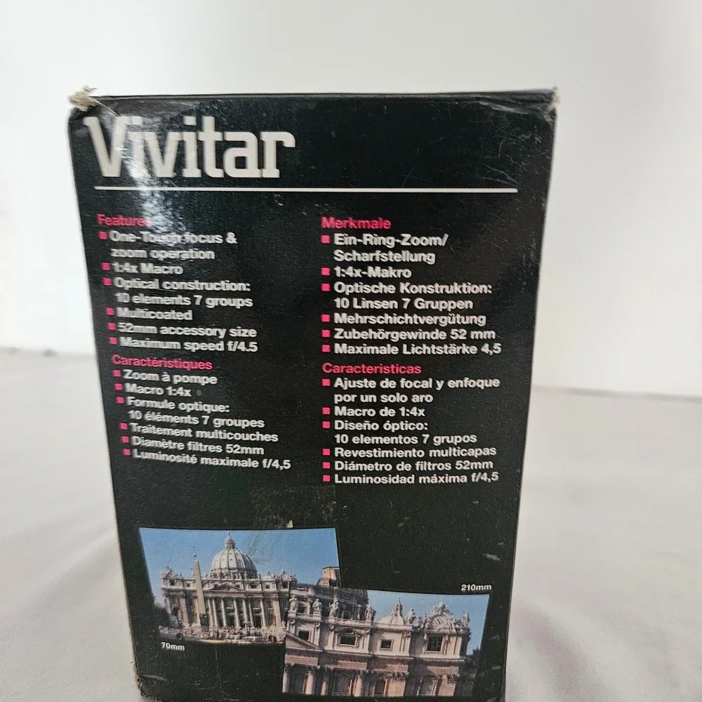 Vivitar 70-210mm f4.5-5.6 Macro Focusing Zoom Lens for Olympus OM Mount MC 52mm